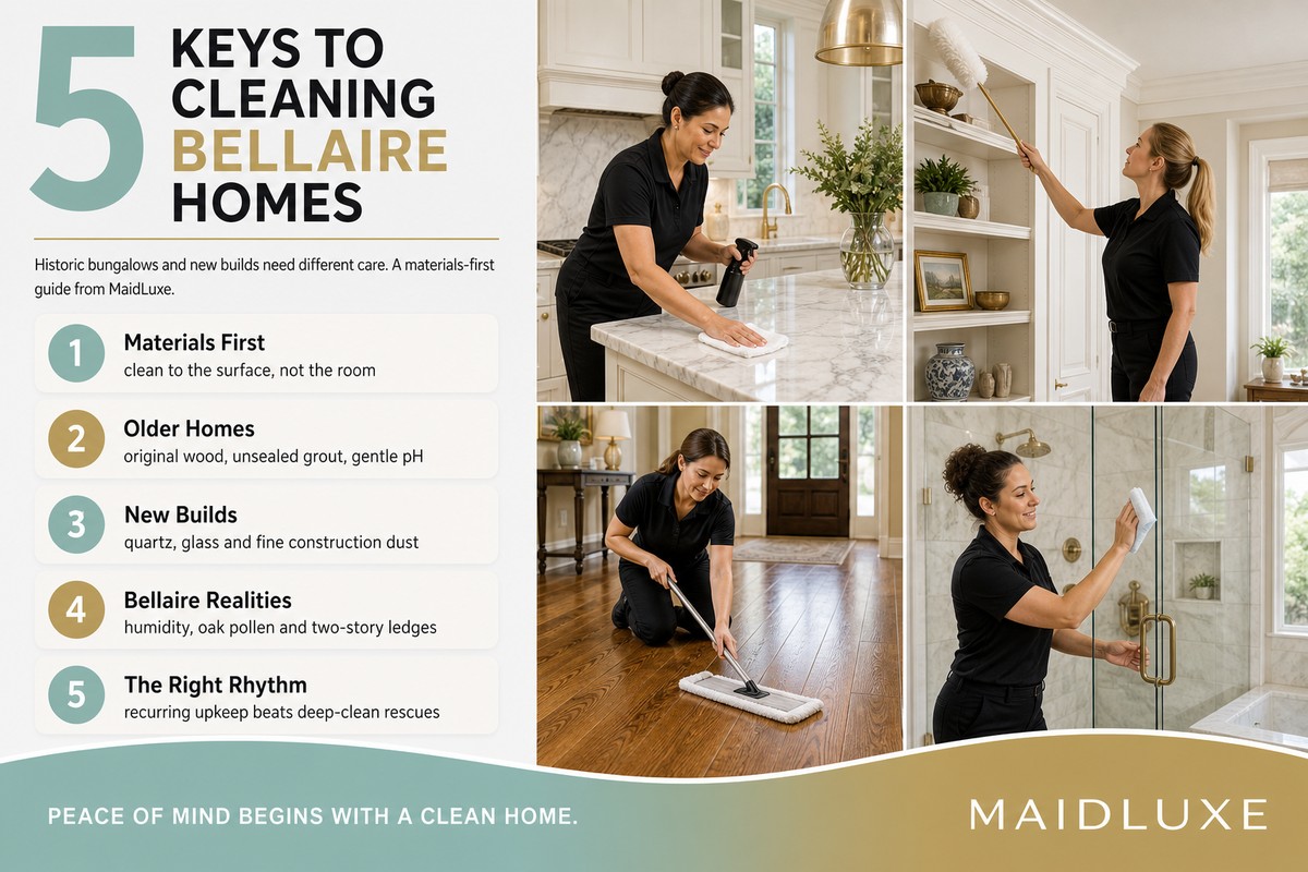 Infographic: 5 keys to cleaning Bellaire, TX homes by MaidLuxe Infographic: 5 keys to cleaning Bellaire, TX homes by MaidLuxe